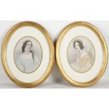 A pair of gilt framed oval portraits of a young woman, after John Hayter. (2).