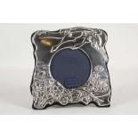 A pretty, small Art Nouveau manner, hallmarked silver photograph frame, embossed with flying geese