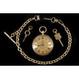 A late 19th century, 18ct yellow gold, key wind fob watch, the movement signed Joseph Rowlands,