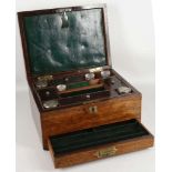 A mid 19th century, travelling ladies writing jewellery / vanity box, mahogany and rosewood with
