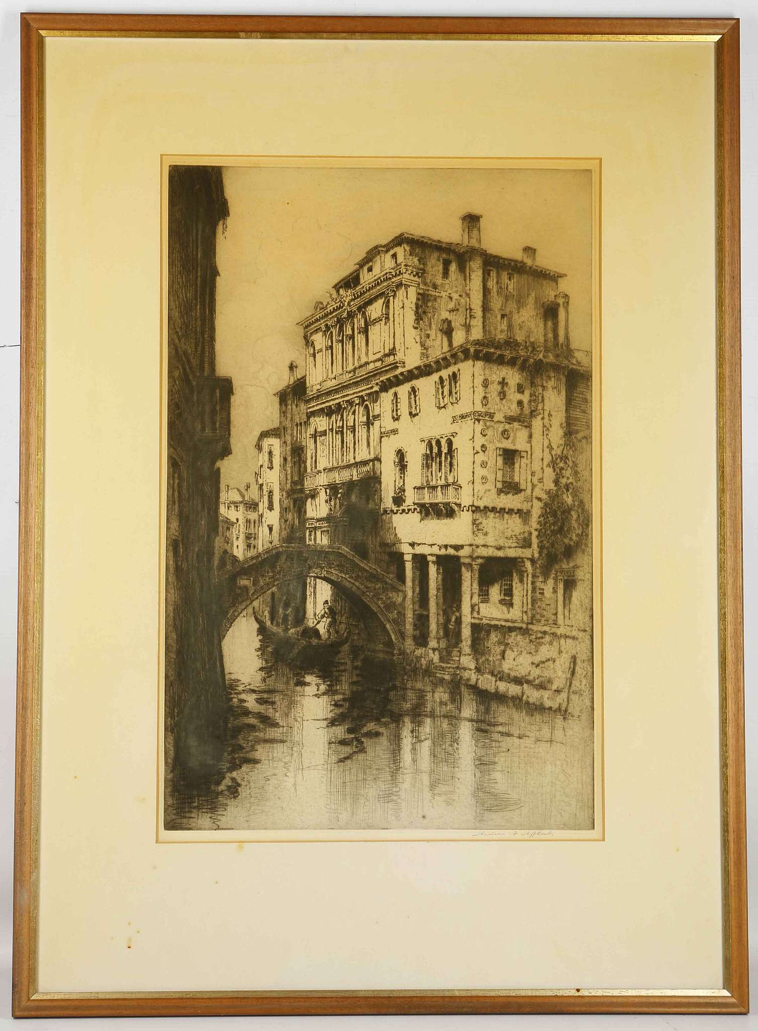 EDOUARD LOUIS AFFLECK, English school. b.1874. Paris exhibitor, study of gondola and Venice