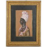An oil painting portrait of an Afro American slave woman. 25 x 15cm.