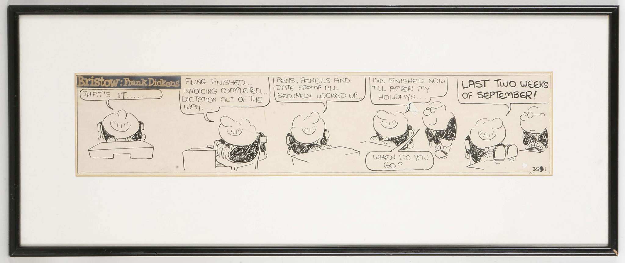 Nine various framed cartoons, to include Bristow of Standard fame, a set of cartoons relating to - Image 3 of 9