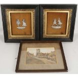 A pair of Irish theme relief plaques, mounted within shadow frames. Relief's titled 'Erin Go Braugh'