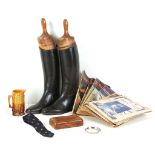 Military riding / cavalry boots and trees, treacle