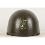 Polish Army parachute helmet, leather rim, ear pro