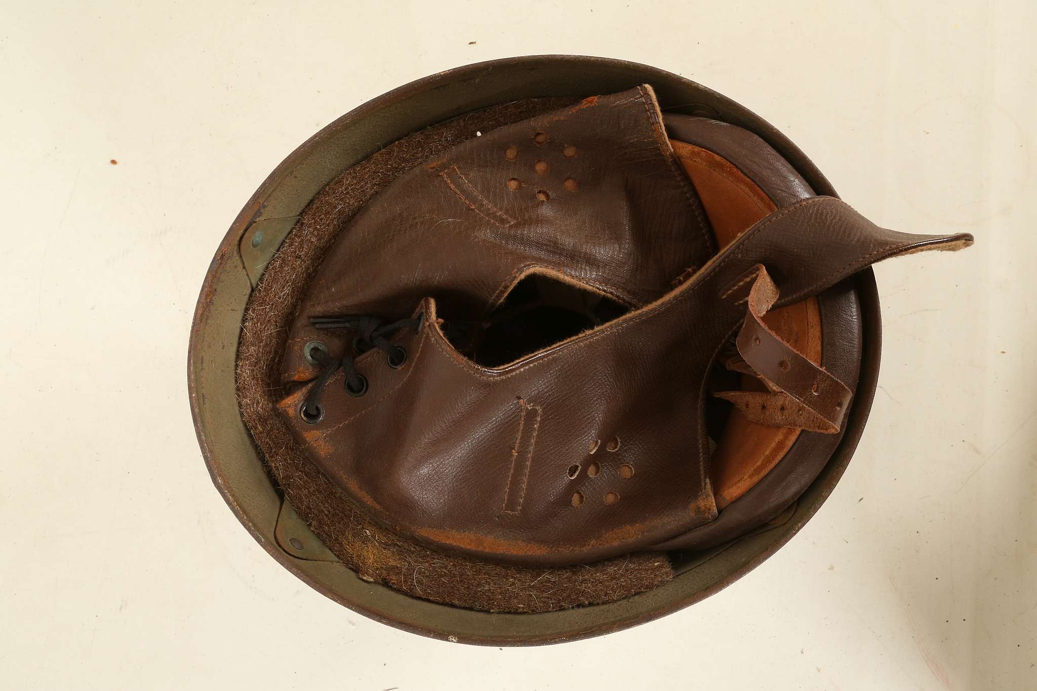 WWII British Army dispatch rider;s helmet, 1944 st - Image 6 of 10