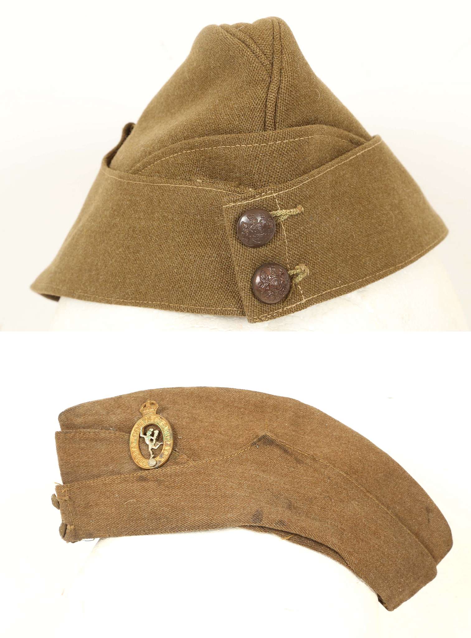British Army WWII side caps; Officer's private pur