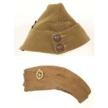 British Army WWII side caps; Officer's private pur