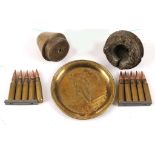 WWI brass shell cases, 18 pr, 29.5cm high, WWII br