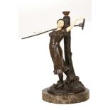 A Breton Chryselephantine Art Deco Bronze figure o