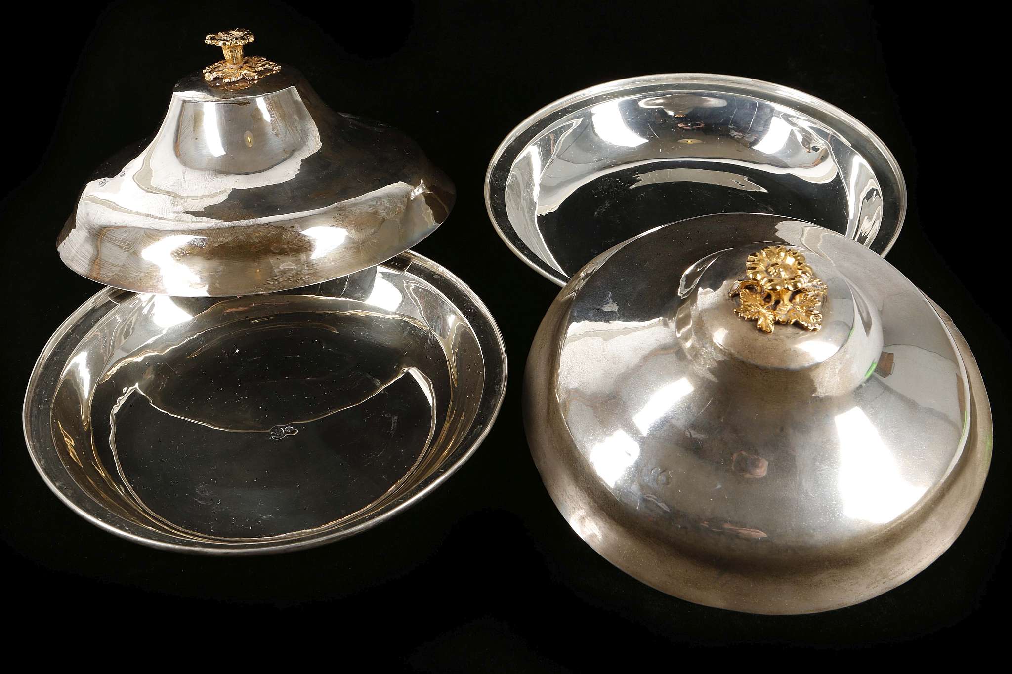 Antique silver Turkish / Ottoman entree dishes - Image 2 of 2