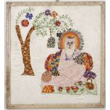 INDIAN & PAKISTAN Textile depicting Guru Nanak. A late 19th /early 20th century embroidery of Guru