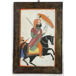 INDIA & PAKISTAN Miniature of Sikh Noble. A Punjab school painting of an Indian Noble on