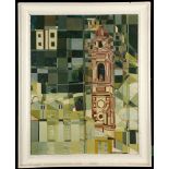James Arnold Martin, 'Sori, Haly', acrylic on board abstract. Architectural study of a bell tower.