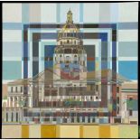 James Arnold Martin, two oils and acrylic on board, views of a domed building. (2).