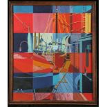 James Arnold Martin, a framed oil and acrylic 'Top Deck', by James Arnold Martin. Framed. 55 x