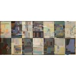 James Arnold Martin, a panoramic 'cubist' view of Jerusalem, oil an acrylic on board. 92 x 213cm.