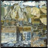 James Arnold Martin, oil on board, a walled city by the sea, with mountains and ruins. 122 x 122cm.