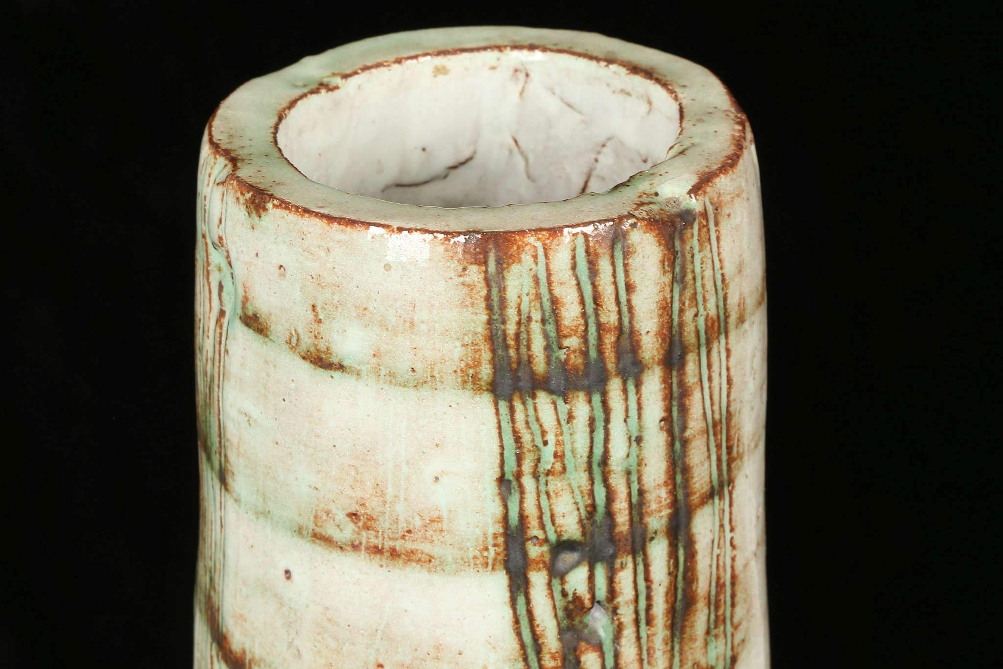 James Arnold Martin, a conical studio pottery vase, part glazed with biscuit, decorated with - Image 3 of 4