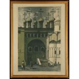 James Arnold Martin, a lithograph 'The Kremlin Steps - Moscow'. Framed. 54 x 36cm.