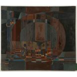 James Arnold Martin, a pair of abstract oils on board, 'Dark Tones, Devon'. 46 x 54cm. (2).