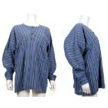 ISSEY MIYAKE PLANTATION  SHIRT, 1980s, striped blu