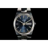 A gent's c.1960's, stainless steel cased 'Omega - Geneve' automatic wristwatch, with blue dial,