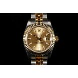 A ladies c2006 stainless steel and 18ct gold Rolex Oyster Perpetual Datejust chronometer wristwatch,