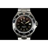 A gent's c.1990's, mid-sized, stainless steel cased 'Omega - Seamaster' wristwatch, with black