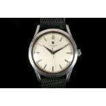 A gent's c.1960's, stainless steel cased 'Universal - Geneve' wristwatch, the silvered dial having