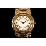 A gent's c.2000, 18ct yellow gold 'Piaget Tanagra' dress watch, with white dial, gold Roman numerals