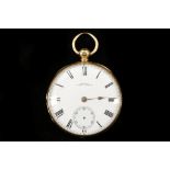 A 19th century, 18ct gold cased open faced pocket watch, by 'Johnson - Strand, London', with white