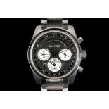 A gent's stainless steel cased 'Eberhard - 120th Anniversary' chronograph wristwatch, with black