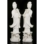 A pair of early 20th century blanc du chine figure