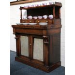 A 19th century, rosewood straight fronted chiffonier with three quarter galleried superstructure