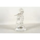 A Lalique French glass statue of nude dancing females. 25.5cm high.