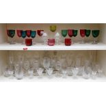 A large collection of Victorian and later mixed stemware to include cranberry and green examples,