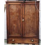 A mahogany floor standing cupboard with two doors above a frieze drawer, 76 x 36 x 98cm high.