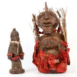 TWO AFRICAN FETISH FIGURES Including a Songye figure, Democratic Republic of Congo, decorated with