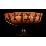 A FRAGMENTARY ATTIC BLACK FIGURE SIANA CUP Circa first half of the 6th Century B.C. The exterior