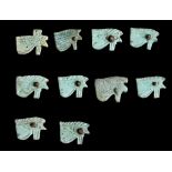 TEN EGYPTIAN GLAZED COMPOSITION UDJAT EYES Third Intermediate Period, circa 1069-702 B.C. With