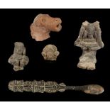 FOUR TERRACOTTA FIGURE FRAGMENTS, NORTH INDIA AND PAKISTAN Including two Mauryan grey terracotta