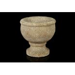 A MEDIEVAL LIMESTONE CHALICE Circa 13th-14th Century A.D. With squat bell-shaped shallow body on a