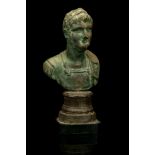 A GRAND TOUR BRONZE BUST OF A ROMAN EMPEROR Circa 18th-19th Century A.D. 12.5cm high incl. bronze