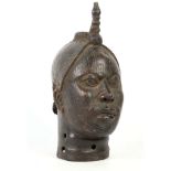 AN IFE-STYLE BRONZE HEAD, NIGERIA Depicting a ruler, with typical vertical striations over the