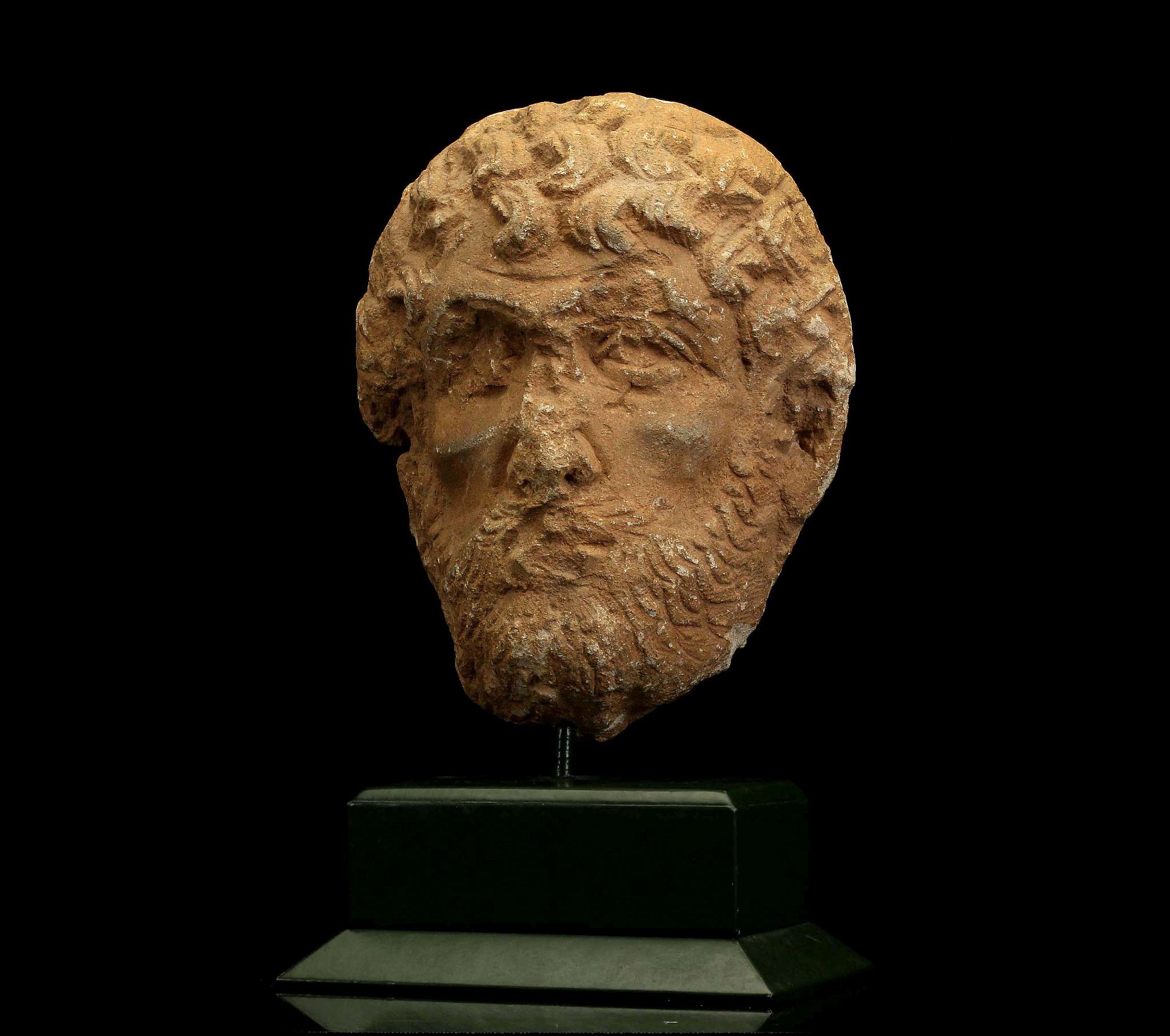 A ROMAN LIMESTONE MALE PORTRAIT HEAD Circa 2nd Century A.D. Possibly from a large relief, the back - Image 7 of 9