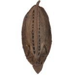 AN ABELAM BASKETRY MASK, EAST SEPIK, PAPUA NEW GUINEA Of elongated oval shape, with pointed ends,