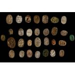 THIRTY EGYPTIAN STEATITE SCARABS AND SCARABOIDS Middle Kingdom to Late Period, circa 2133-332 B.C.