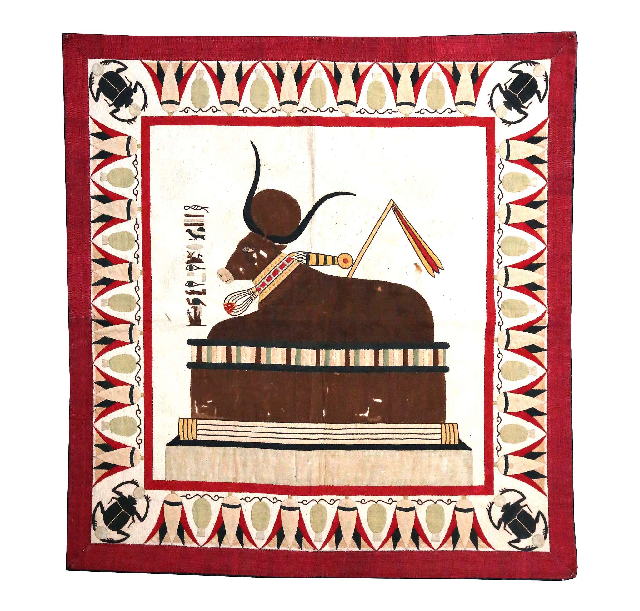 THREE NUBIAN HANGING EGYPTIAN-STYLE SCENES 57cm x 57cm; 242cm x 35cm; 65cm x 65cm (3) - Image 4 of 4